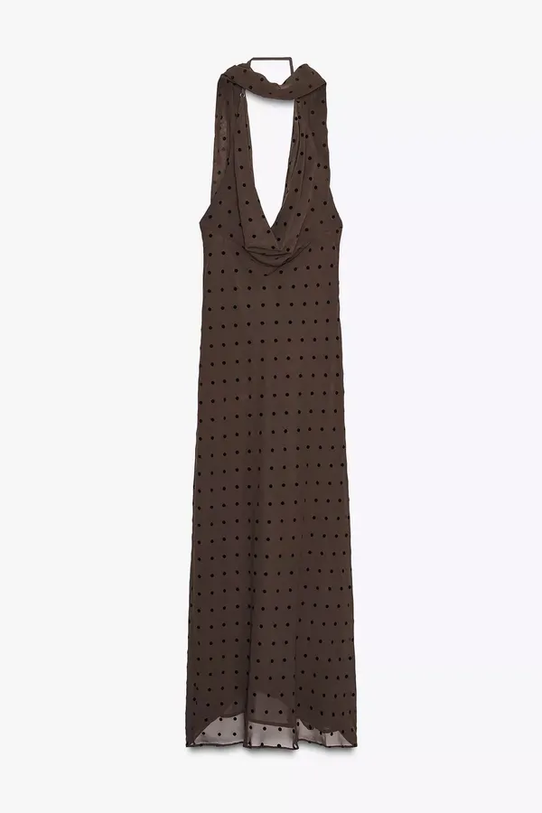 ZARA Polka Dot Scarf Maxi Dress - Image 7