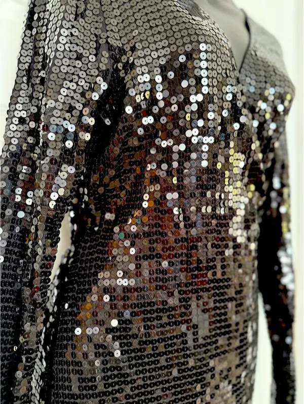 Michael Kors Black sequin long sleeve wrap dress - Image 4