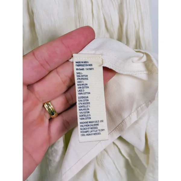 Vintage Y2K American Eagle Babydoll Mini Dress XS Cream Boho Country Concert - Image 11