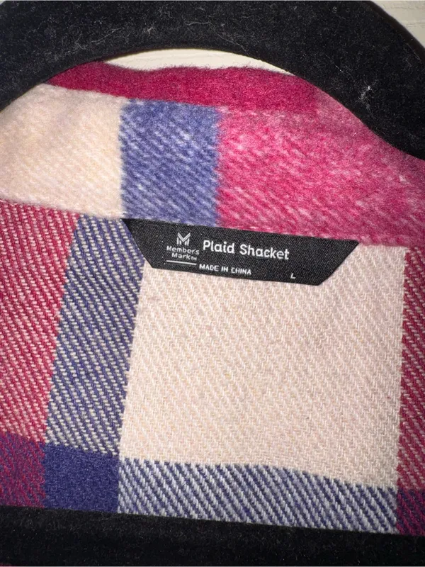 Members Mark Plaid Shacket Pink Size L - Image 2