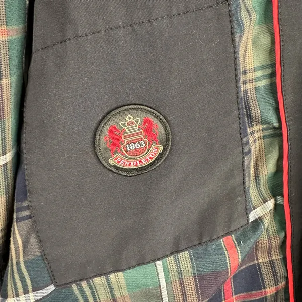Pendleton Womens Small Flannel Plaid Lined Hooded Parka Barn Chore Coat Blue - Image 14