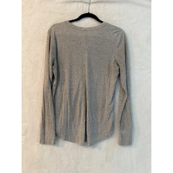 Aerie‎ Womens Gray Ribbed Long Sleeve Henley Top Size Large Heather Gray Shirt - Image 3