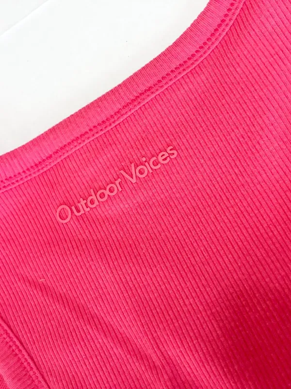 Outdoor Voices Ribbed Built-In Shelf Bra Crop Top - Petunia Pink - Size Large - Image 11