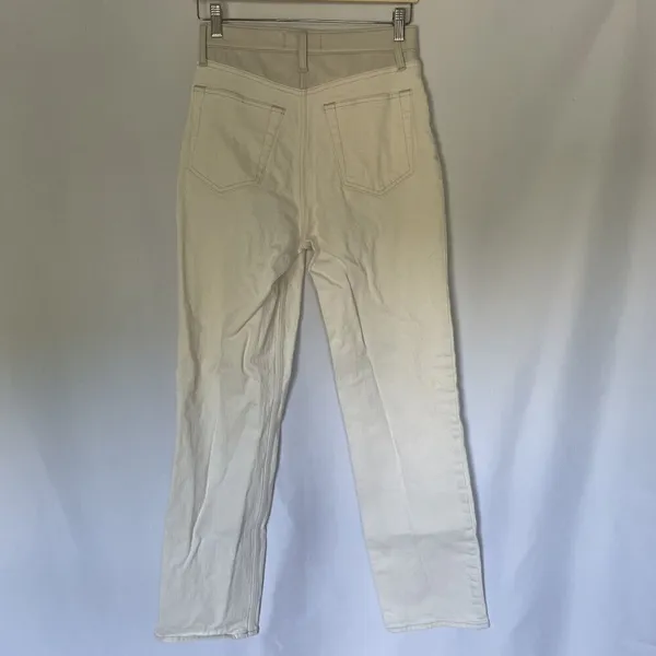 Abercrombie & Fitch white tan‎ leather topped straight leg jeans size 29 cotton - Image 5