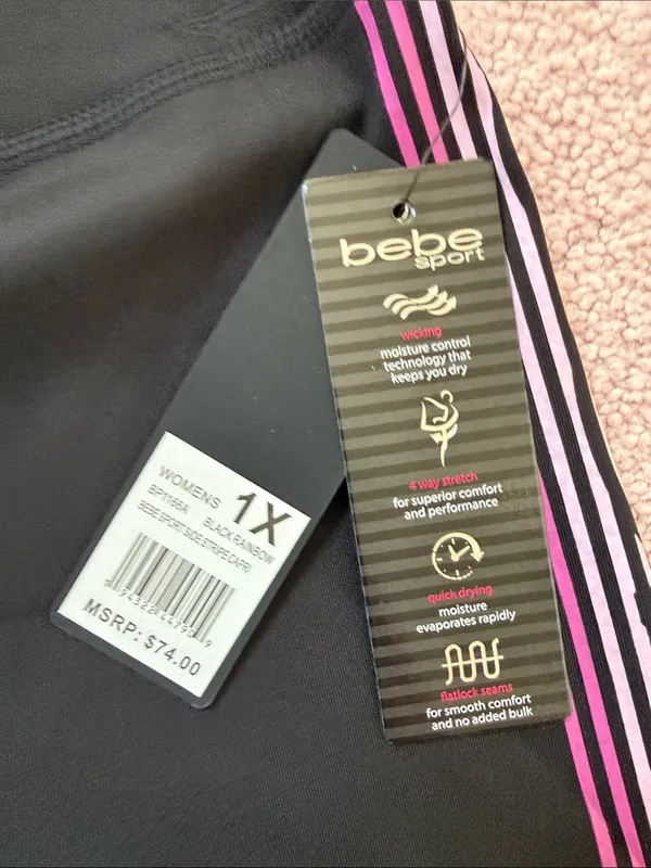 Bebe Athletic Capri Leggings with Side Stripe - Image 2