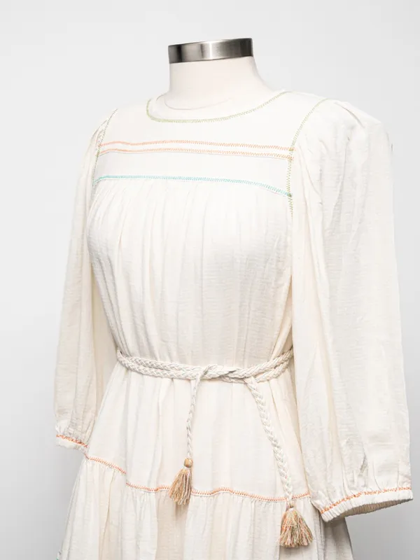 Current Air  - Tiered Mini Dress with Braided Belt - Image 10