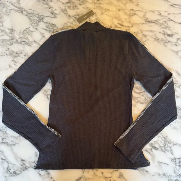 NWT J.Crew Premium Rib Turtleneck Long Sleeve Top Whipstitch Trim - Stitch loose - Image 4