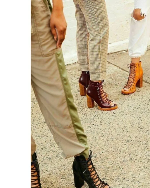 Free People Palermo Heels Ankle Boots Leather Lace-Up Corset Cutouts Booties 7 - Image 5