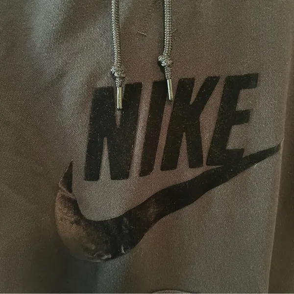 Nike Black Hoodie Small Velour Check - Image 7
