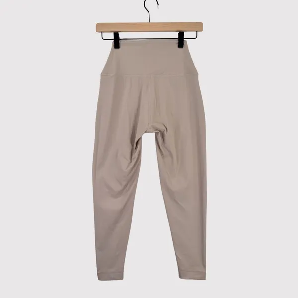 Set Active Womens Leggings Beige Sportbody Front Zip Cropped Stretch Yoga Small - Image 2