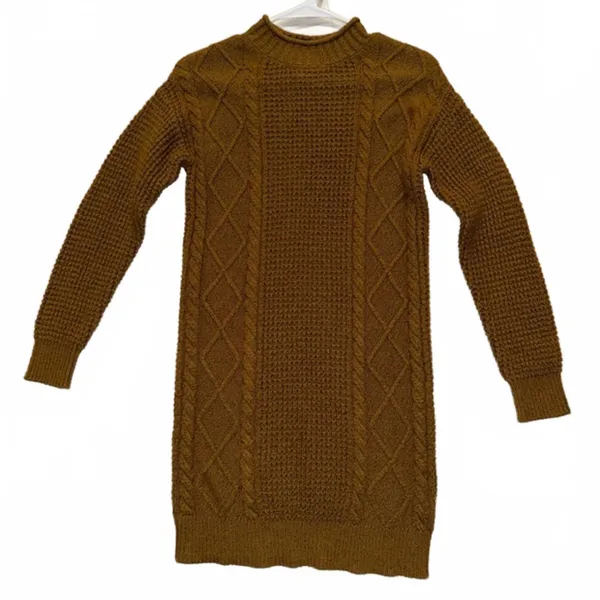 BP Cotton Cable Knit Sweater Dress Olive Breen XXS - Image 2