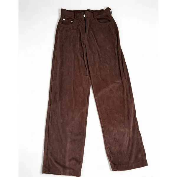 Mocha Brown Corduroy High Waisted Wide Leg Pants‎ Women Size S Relaxed Fit new - Image 6
