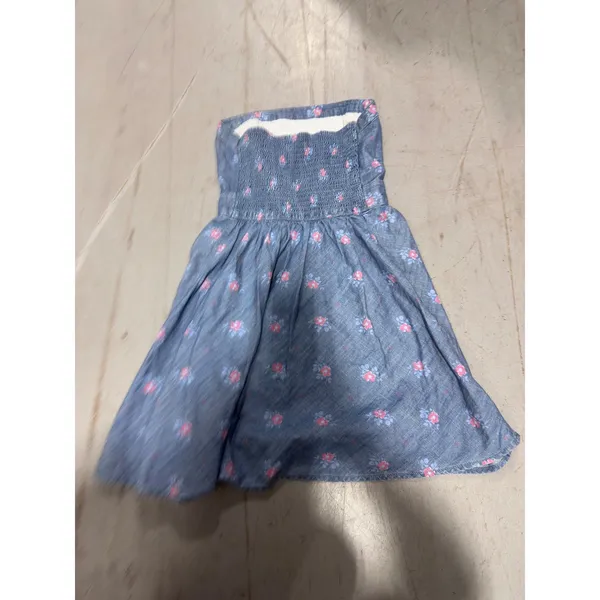 Hollister Blue Floral Strapless Chambray Mini Dress Smocked Back Sundress - Image 2