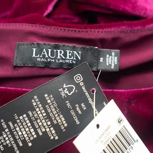 Lauren Ralph Lauren Velvet Cocktail‎ Dress Size 2 - Image 5
