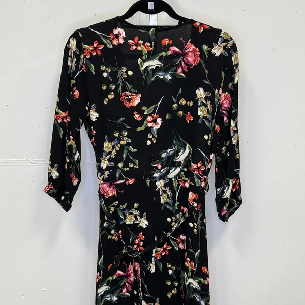 Lovestitch Hi-Low Wrap Maxi Dress High Low Ruffle Floral‎ Black Red Medium - Image 8