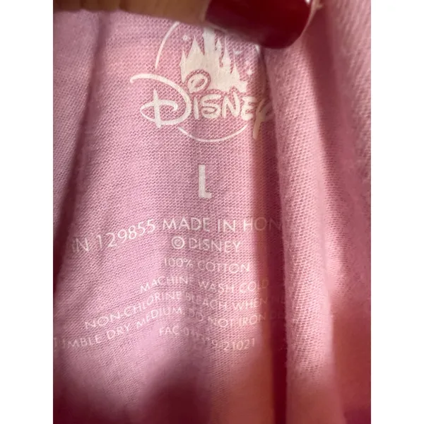 Disney Pink White Minnie Mouse Winking Short Sleeve Cotton Graphic T-Shirt Large - Image 8