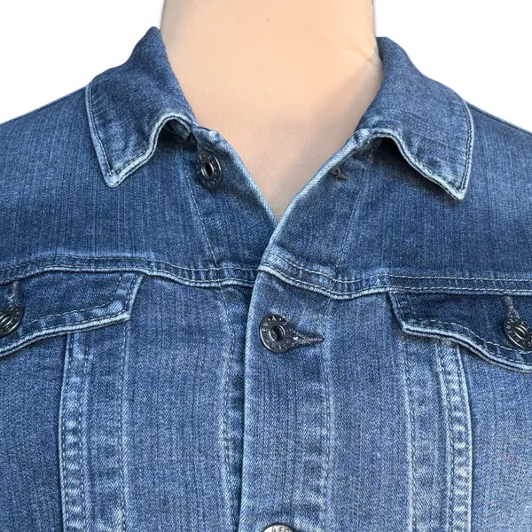 AG Adriano Goldschmied Denim Jacket Blue Fitted Stretch Size Large‎ Elevated - Image 2