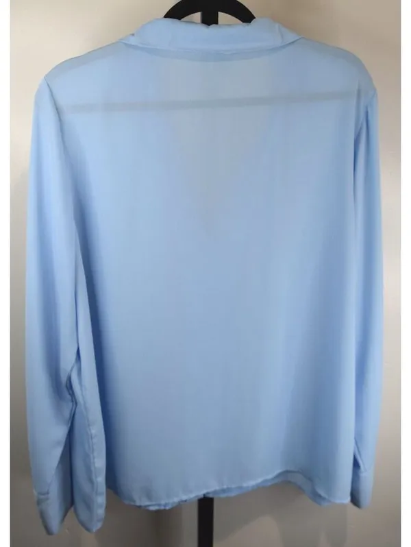 Worthington Light Blue Button-Front Blouse Long Sleeve Plus Size XXL - Image 2