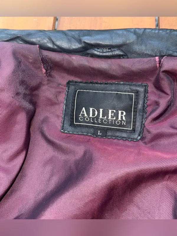 Adler Collection Lambskin Black Leather Blazer Coat Size L - Image 12