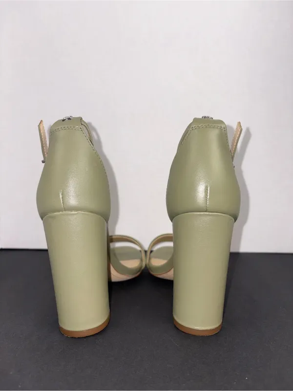 Olive Green High Block Heel Ankle Strap Sandal Sam Edelman Size 8 - Image 2