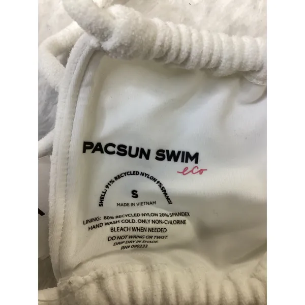 PacSun Eco White Terry‎ Cloth Ruched Bikini Top Size S Small Strappy Swimwear - Image 3
