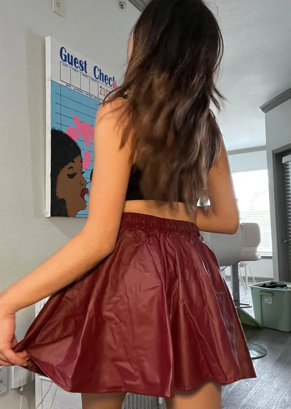 Maroon Leather Circle Skirt - Image 2