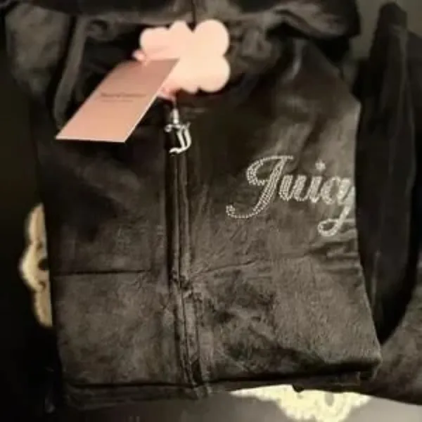 Juicy Couture Black Velour Rhinestone Logo Tracksuit NWT Size M Y2K - Image 3