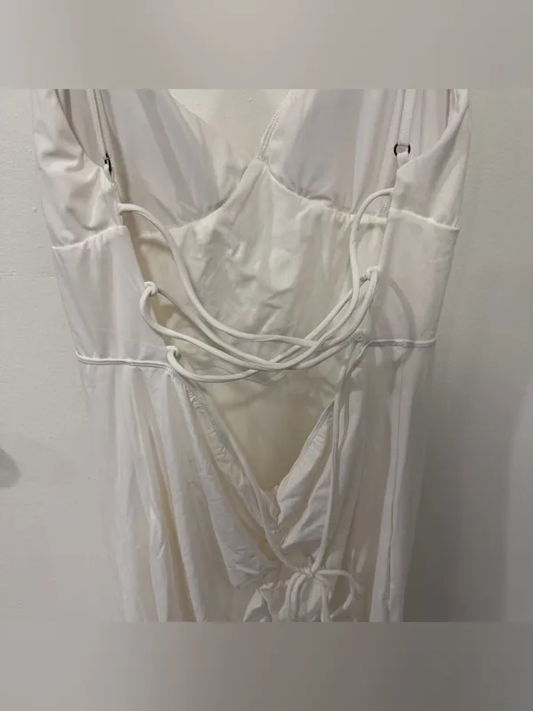 Halara White Lace Up Maxi Dress - Image 4