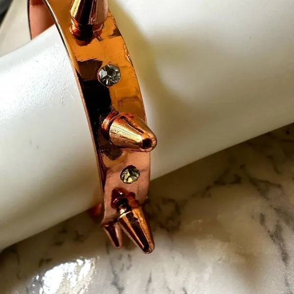 Rose gold tone spiky rhinestone cuff bracelet - Image 5