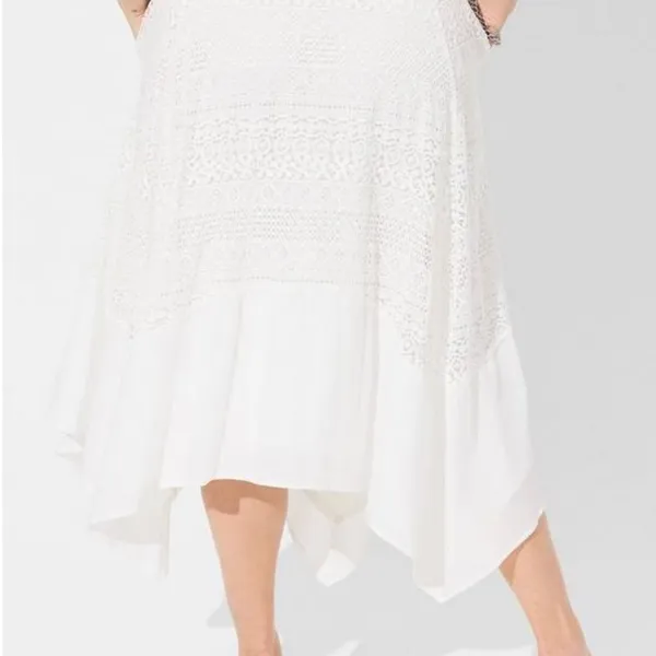 Torrid White Maxi Voile Crochet Trim Skirt - Image 3