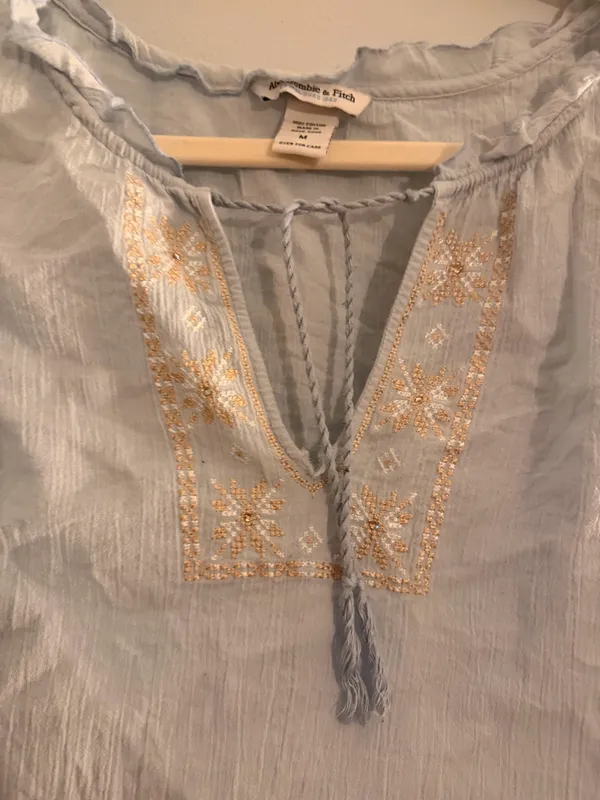 Light Blue Abercrombie & Fitch Bell Sleeve Blouse - Image 2