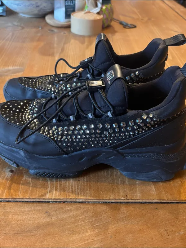 Steve Madden womens Mattie-R rhinestone platform sneakers black 8 - Image 2