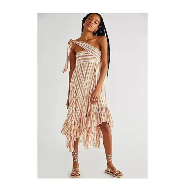 Free People Giselle Skirt/dress Ivory stripe Size Small - Image 15
