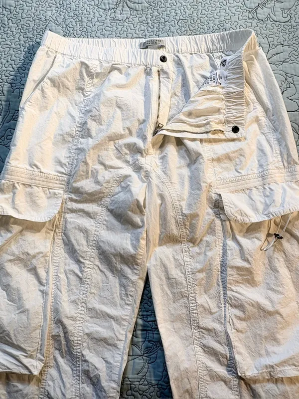 💥AllSaints Barbara White Cargo Parachute Pants Utility Drawstring Hem Sz 8🧡 - Image 6