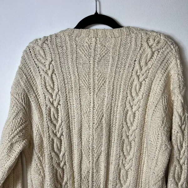 Lauren Ralph Lauren Cardigan Sweater Cable Knit Fisherman pockets women's medium - Image 9