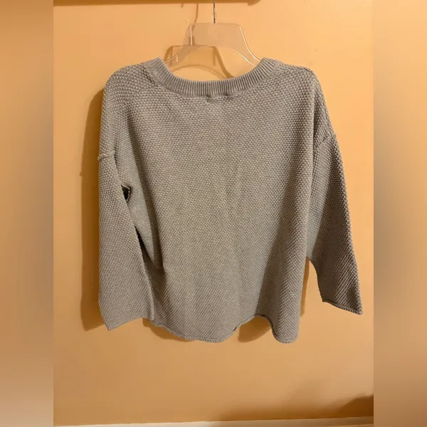 Free People Beach Hailee Waffle Knit Henley Sweater in Salt Water Khaki - Image 7