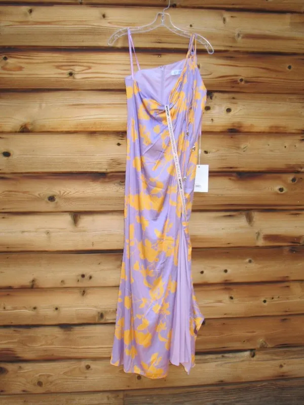 NWT Mac Duggal 68771 Orchid Floral Printed One Shoulder Maxi Dress S - Image 5