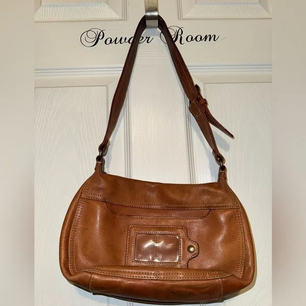 FOSSIL Hobo Cognac Leather Shoulder Hand Bag Retro Y2K Purse Vintage Brown - Image 4