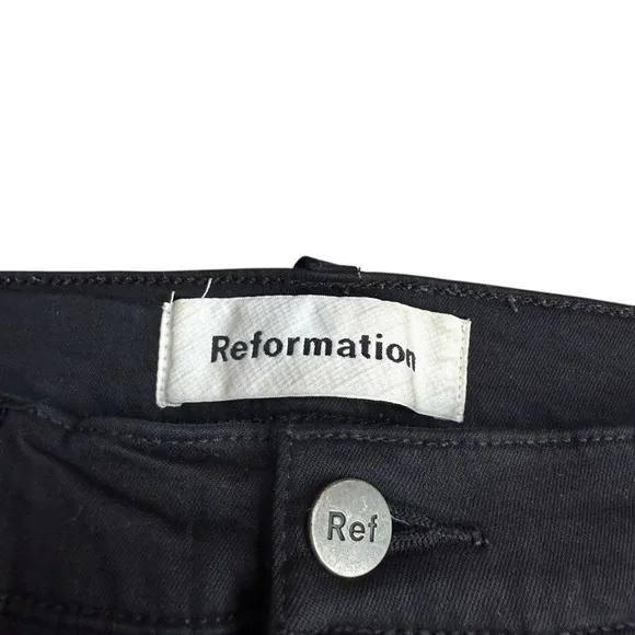 Reformation Size 29 High Rise Frayed Hem Jeans Black Distressed Stretch‎ Grunge - Image 6