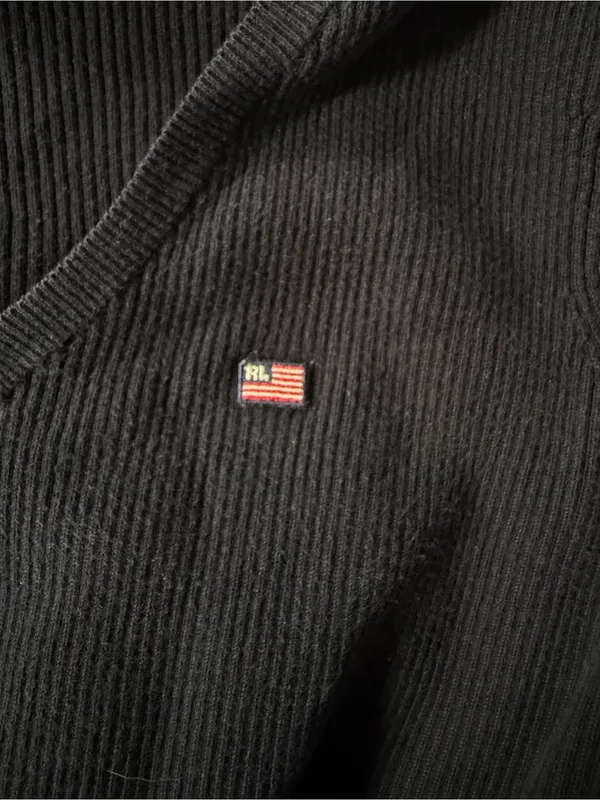 Ralph Lauren Vintage Polo V-Neck Ribbed Sweater - Image 4