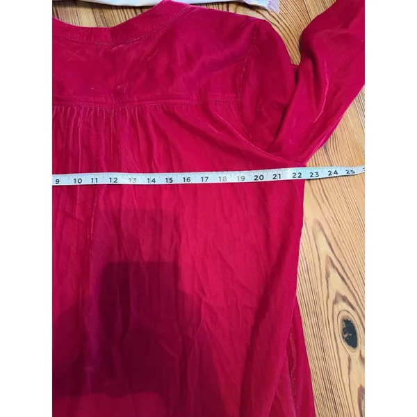 Uncle Frank Velvet Shift Dress Bright Red Holiday Party Pockets Knee Length LG - Image 4