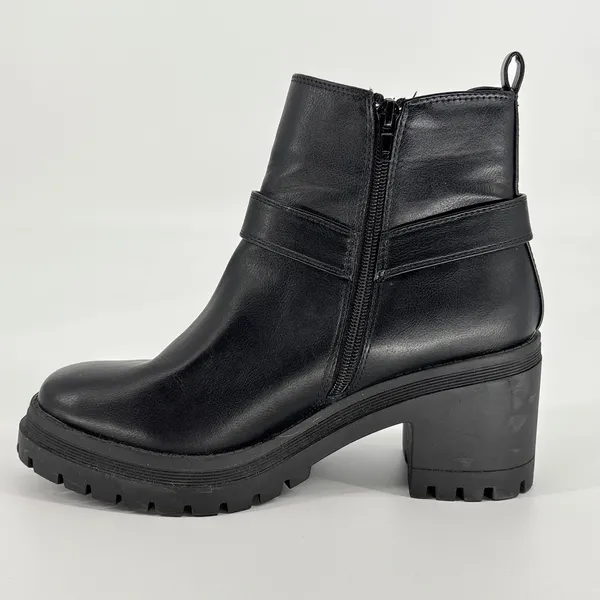 Sincerely Jules Dolphin Moto Ankle Boots Womens 8 Black Harness‎ Lug Sole Biker - Image 3