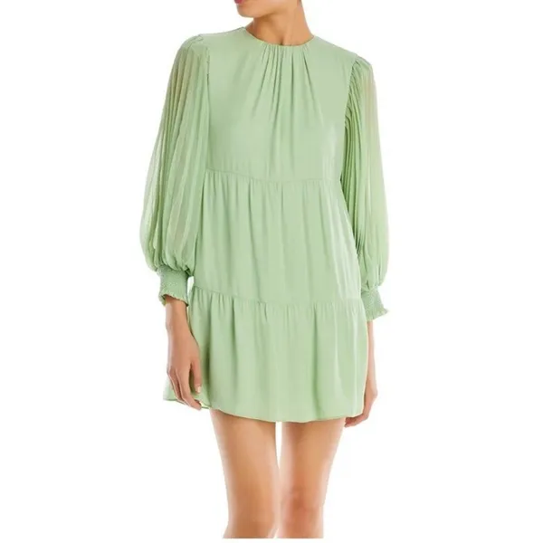 ALICE + OLIVIA Antonette Pleated Long Sleeve Dress Size S - Image 2