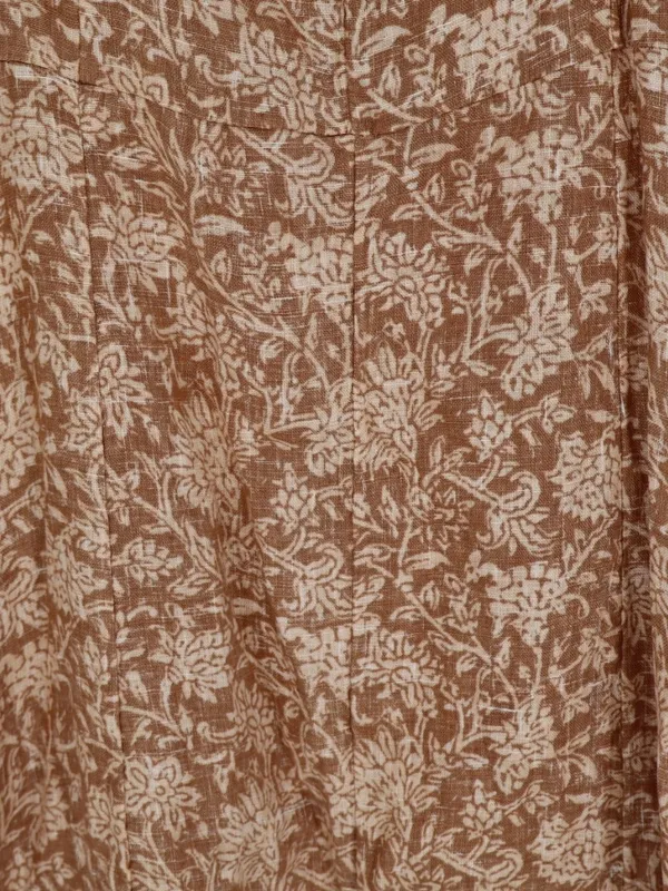 Faherty Kendall Palms Linen Maxi Dress Women’s Small Brown Tie Strap Button - Image 14