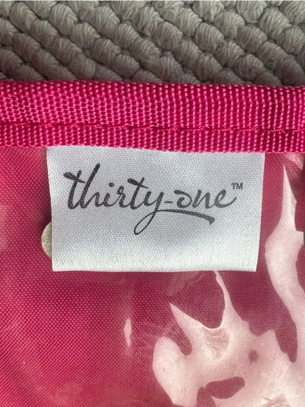 thirty-one Floral Print Tote with Hot Pink Handles and Teal Accents - Image 8