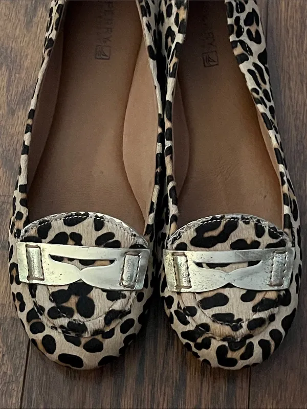 Sperry Leopard Print Flats with Gold Accent - Image 3