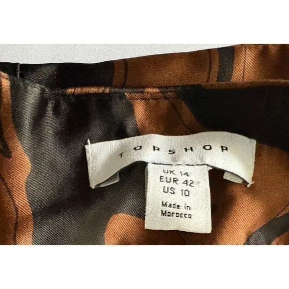 Topshop womens satin‎ Brown/Black Animal print slip dress w/straps 10 NWT - Image 6