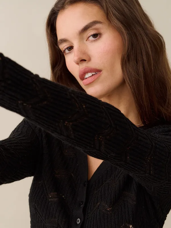 NWT Few Moda Silva Sweater Size Medium M Black Wool long sleeve top Kourt - Image 6
