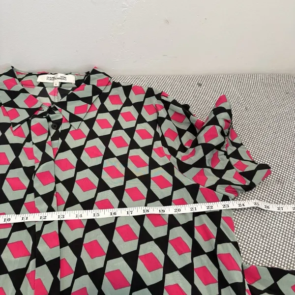 DVF Silk Kendyl Maxi Dress Hexagon Print Size XL Geometric - Image 9