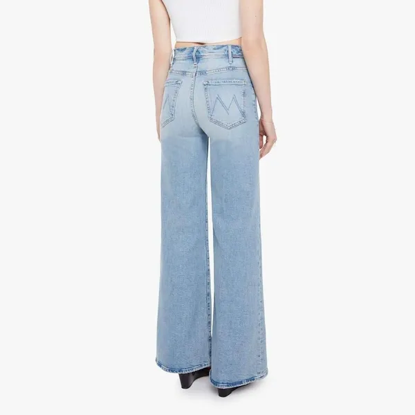 Mother Superior The Hustler Roller Sneak Jeans 26 I Confess Wide Leg Light Wash - Image 2